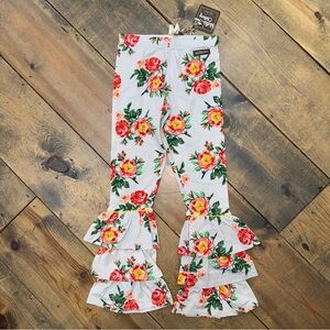 NWT sz 8 Matilda Jane Ever After Bennys Red Gray Floral Ruffle Pants MJ